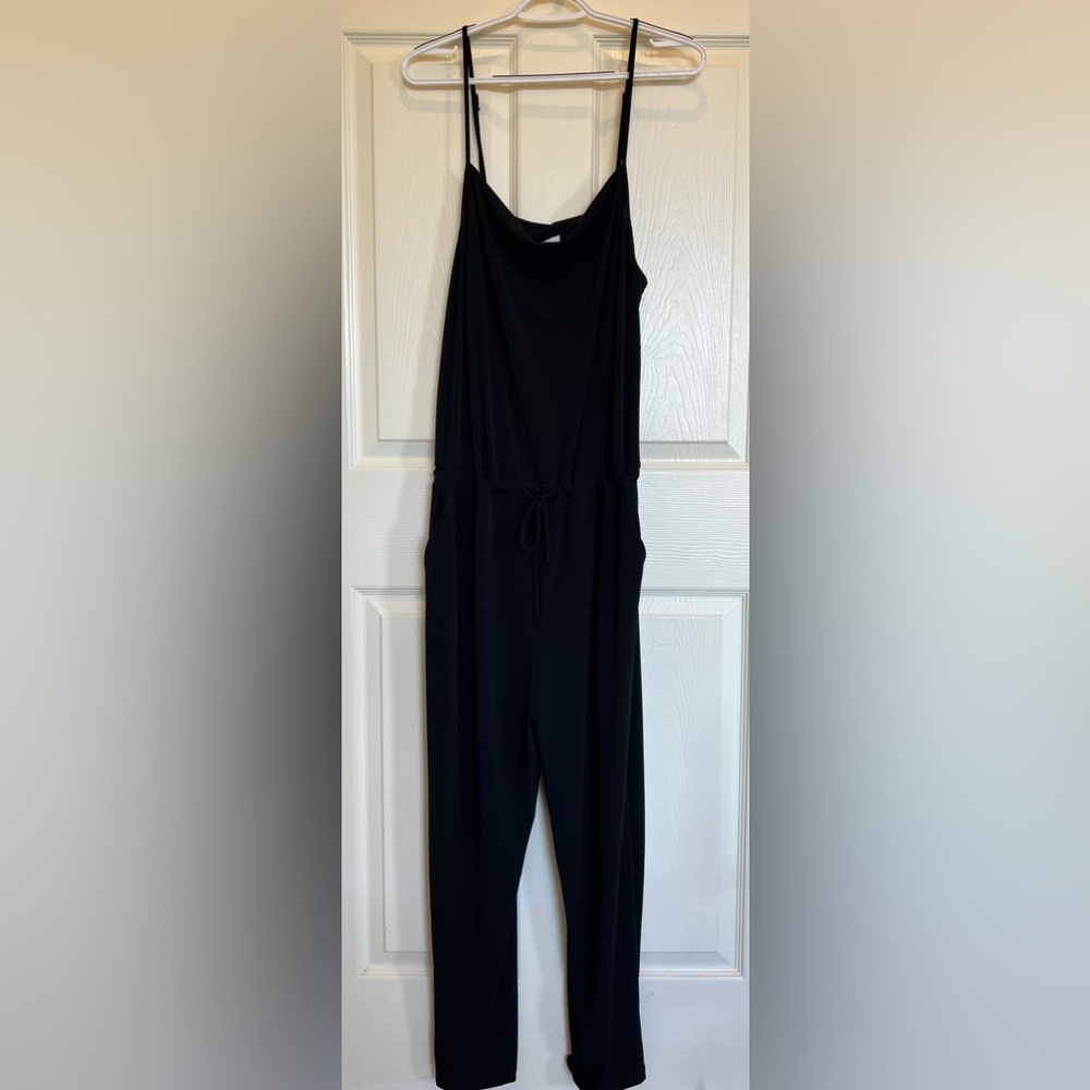 Lanston Black Cami Jumpsuit Adjustable Straps Drawstring Waist Minimalist NWT